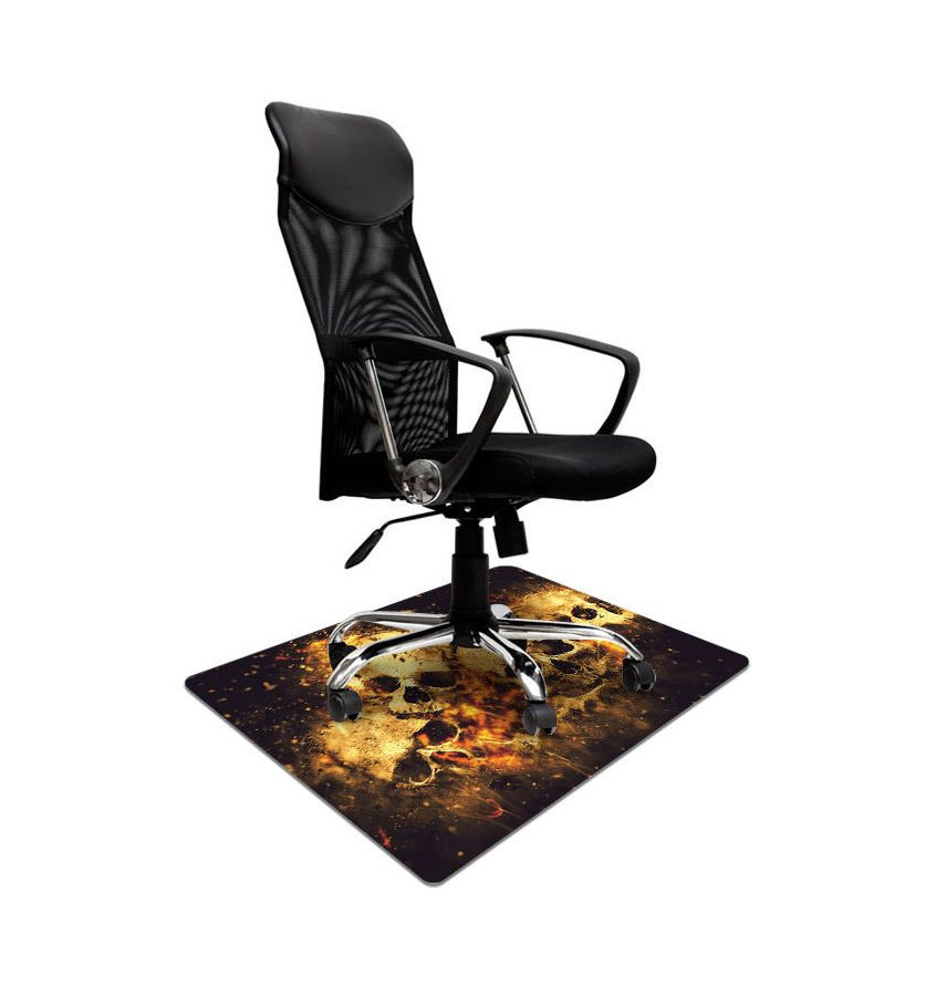 Elastyczna mata ochronna pod krzesło na kółkach 80x120cm gr. 22mm z grafiką 057 - CZASZKI