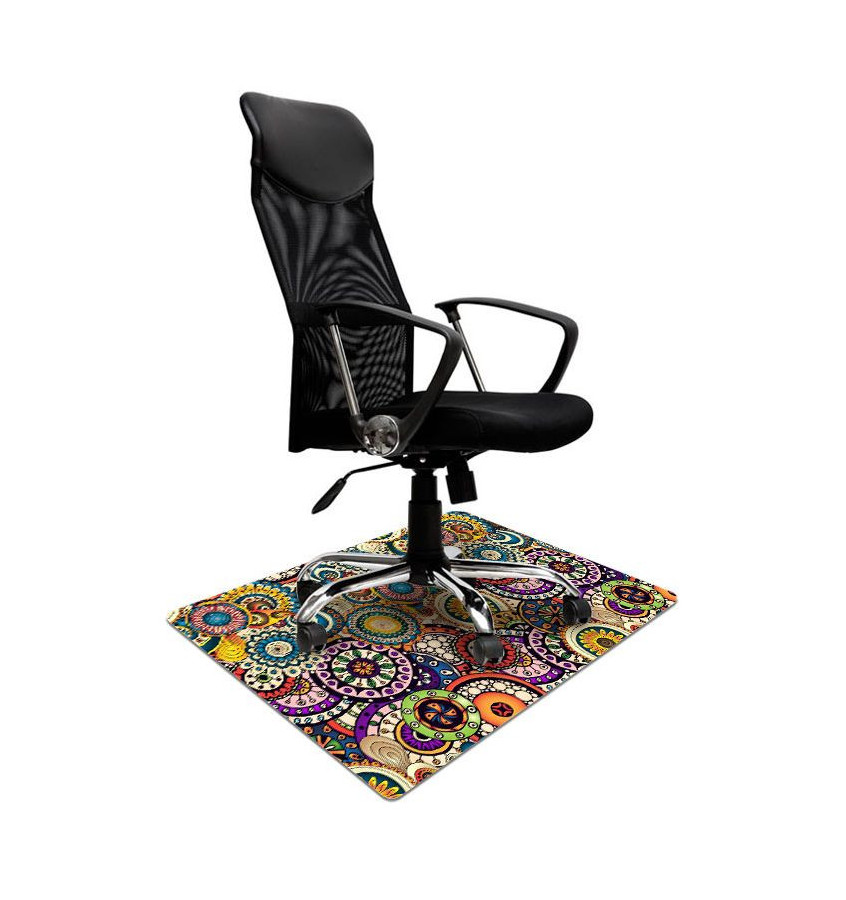Elastyczna mata ochronna pod krzesło 80x120cm gr. 22mm z nadrukiem 056 - KOLOROWE MANDALE