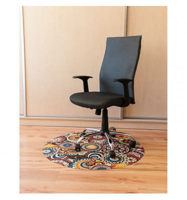 Elastyczna mata pod krzesło biurowe okrągła śr. 100cm gr. 22mm wzór 056 - KOLOROWE MANDALE 