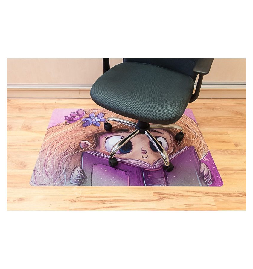 Elastyczna mata ochronna pod krzesło 80x120cm gr. 22mm z grafiką 053 - DZIEWCZYNKA CZYTA