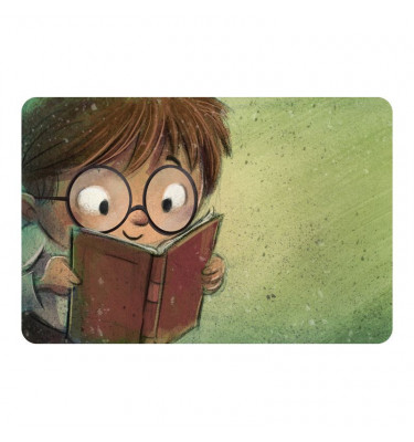 Elastyczna mata ochronna pod krzesło   80x120cm gr. 22mm z grafiką 052 - CHŁOPIEC CZYTA