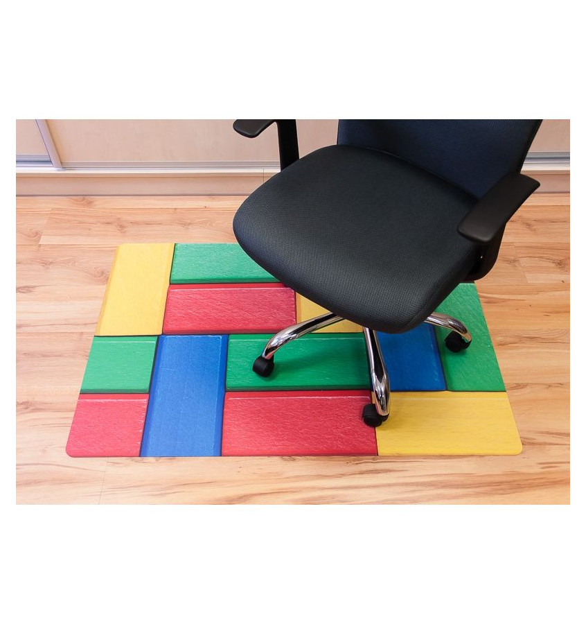 Elastyczna mata ochronna pod krzesło na kółkach 80x120cm gr. 22mm z grafiką 051 - KLOCKI