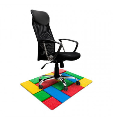 Elastyczna mata ochronna pod krzesło na kółkach 80x120cm gr. 22mm z grafiką 051 - KLOCKI