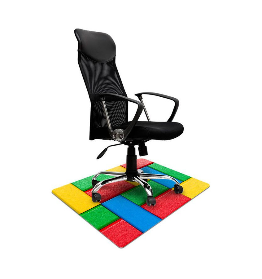 Elastyczna mata ochronna pod krzesło na kółkach 80x120cm gr. 22mm z grafiką 051 - KLOCKI