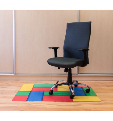 Elastyczna mata ochronna pod krzesło na kółkach 80x120cm gr. 22mm z grafiką 051 - KLOCKI