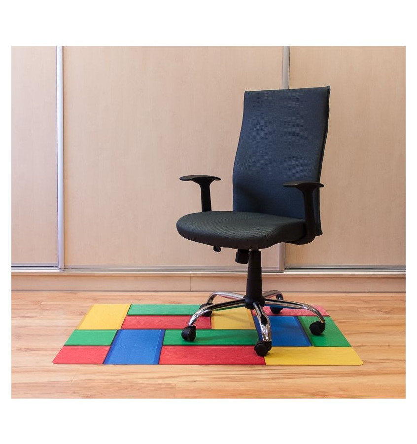 Elastyczna mata ochronna pod krzesło na kółkach 80x120cm gr. 22mm z grafiką 051 - KLOCKI