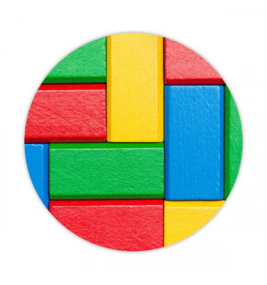 Elastyczna mata pod krzesło biurowe z grafiką 051 - KLOCKI  okrągła śr. 100cm gr. 22mm