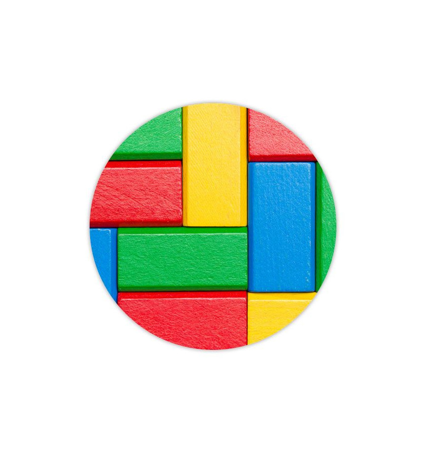 Elastyczna mata pod krzesło biurowe z grafiką 051 - KLOCKI  okrągła śr. 100cm gr. 22mm