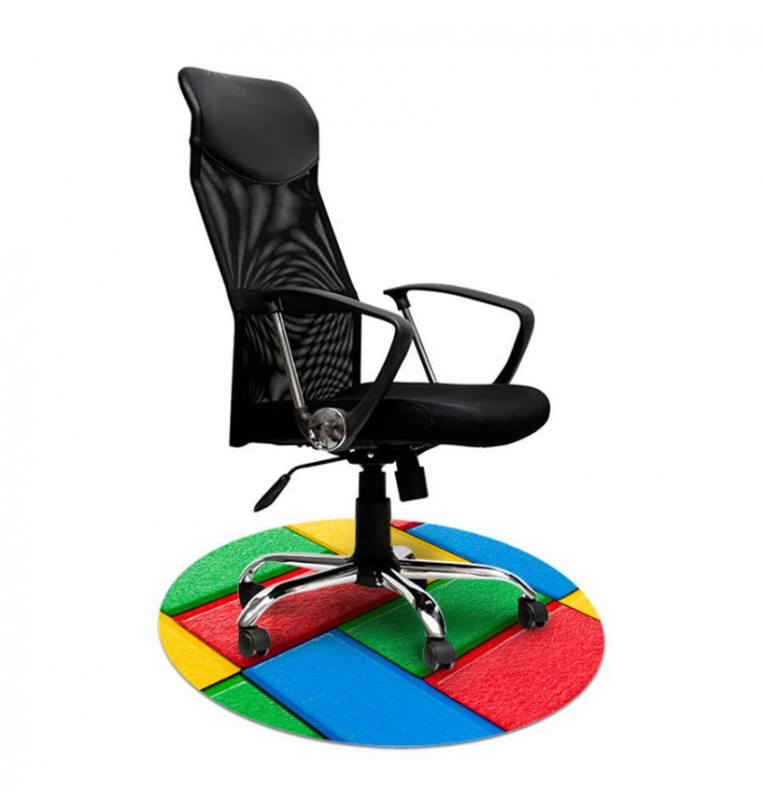 Elastyczna mata pod krzesło biurowe z grafiką 051 - KLOCKI  okrągła śr. 100cm gr. 22mm