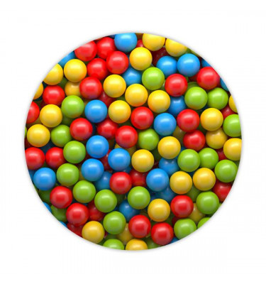 Elastyczna mata ochronna pod fotel biurowy okrągła 100cm z grafiką  PIŁECZKI  - 050 gr. 22mm