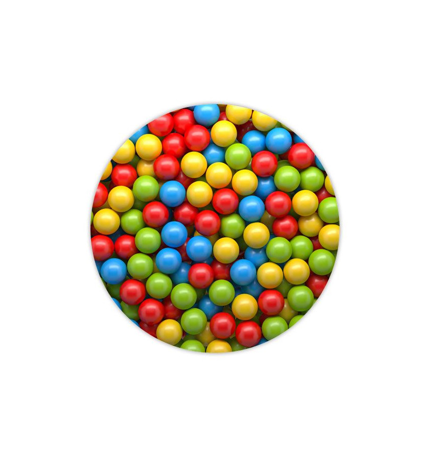 Elastyczna mata ochronna pod fotel biurowy okrągła 100cm z grafiką  PIŁECZKI  - 050 gr. 22mm