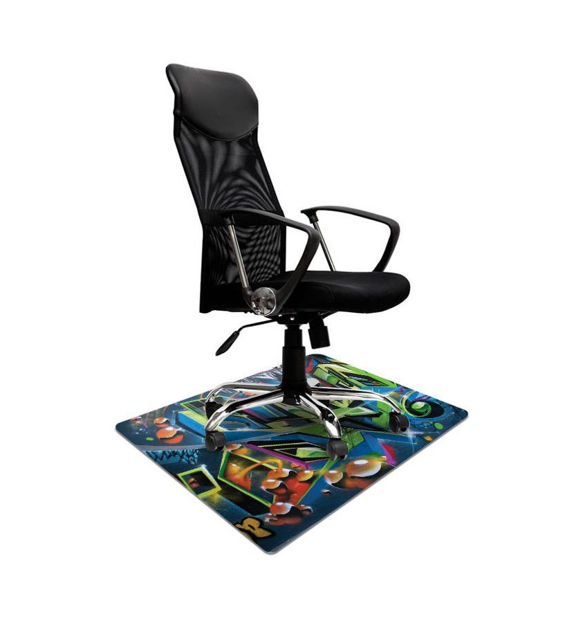 Elastyczna mata ochronna pod krzesła biurowe 80x120cm gr. 22mm wzór 047 - GRAFFITI  