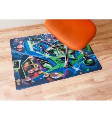 Elastyczna mata ochronna pod krzesła biurowe 80x120cm gr. 22mm wzór 047 - GRAFFITI  