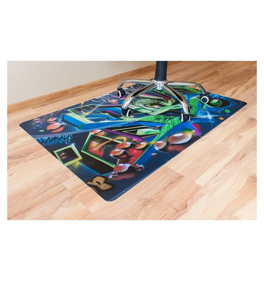 Elastyczna mata ochronna pod krzesła biurowe 80x120cm gr. 22mm wzór 047 - GRAFFITI  