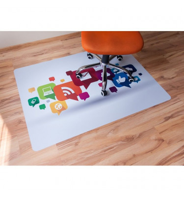 Elastyczna mata pod krzesło 100x140cm gr. 22mm wzór 037 - KOLOROWE IKONKI 