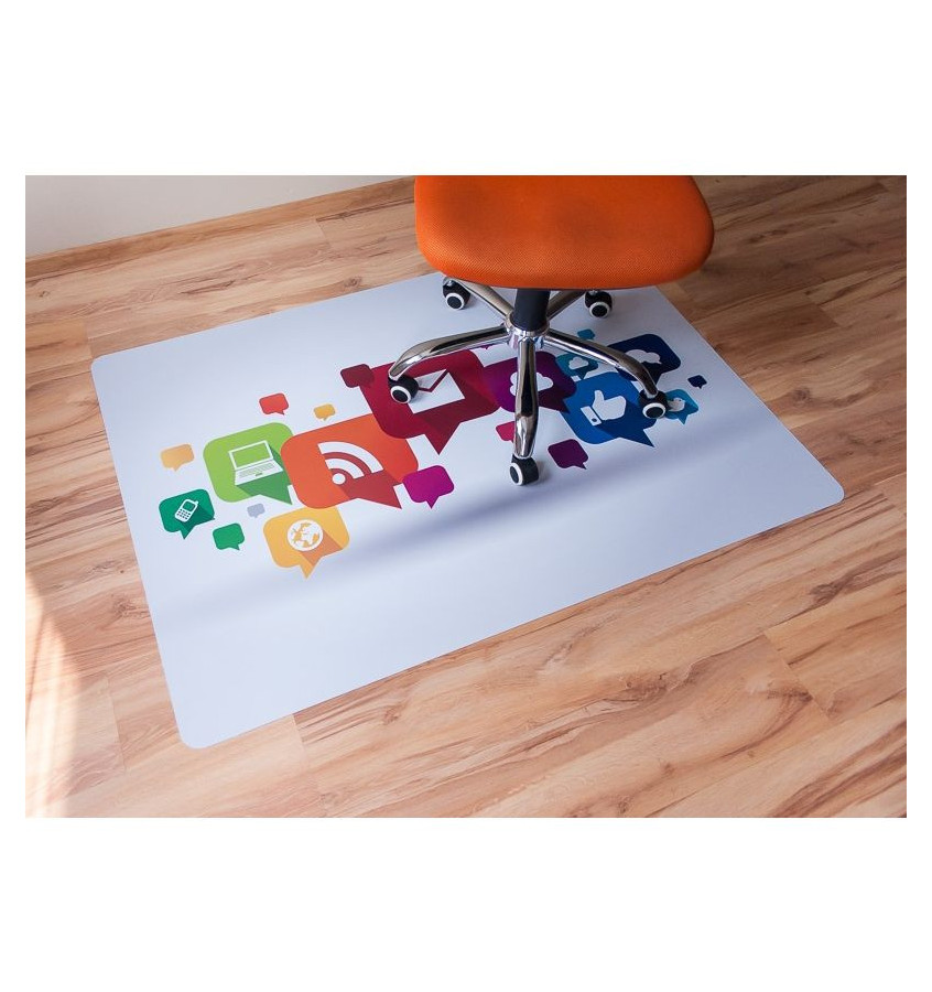 Elastyczna mata pod krzesło 100x140cm gr. 22mm wzór 037 - KOLOROWE IKONKI 