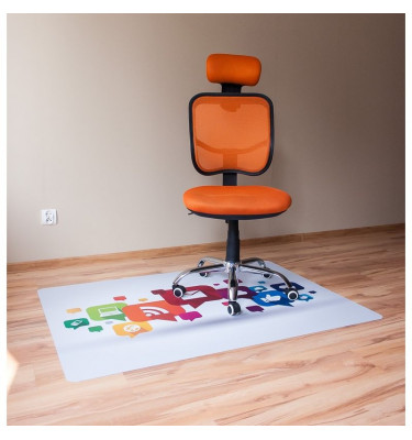 Elastyczna mata pod krzesło 100x140cm gr. 22mm wzór 037 - KOLOROWE IKONKI 