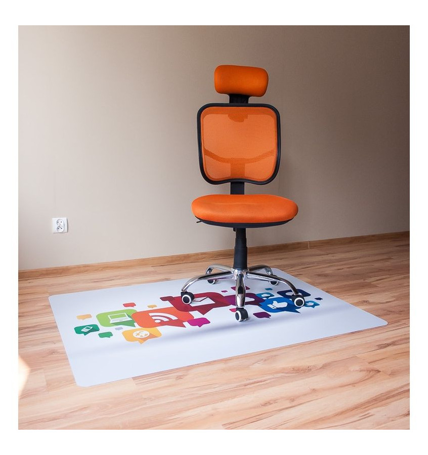 Elastyczna mata pod krzesło 100x140cm gr. 22mm wzór 037 - KOLOROWE IKONKI 