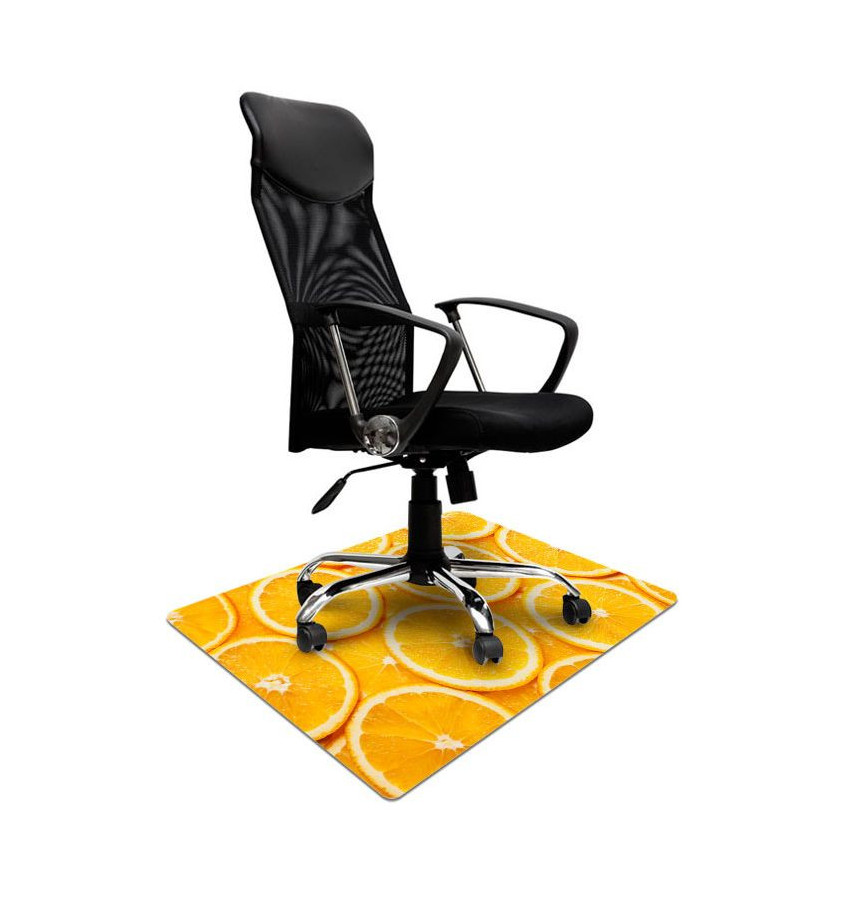 Elastyczna mata ochronna pod fotel 80x120cm gr. 22mm z nadrukiem 025 - POMARAŃCZA