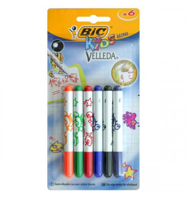 Pisaki suchościeralne BIC Kids Mini Velleda 6 kolorów - komplet