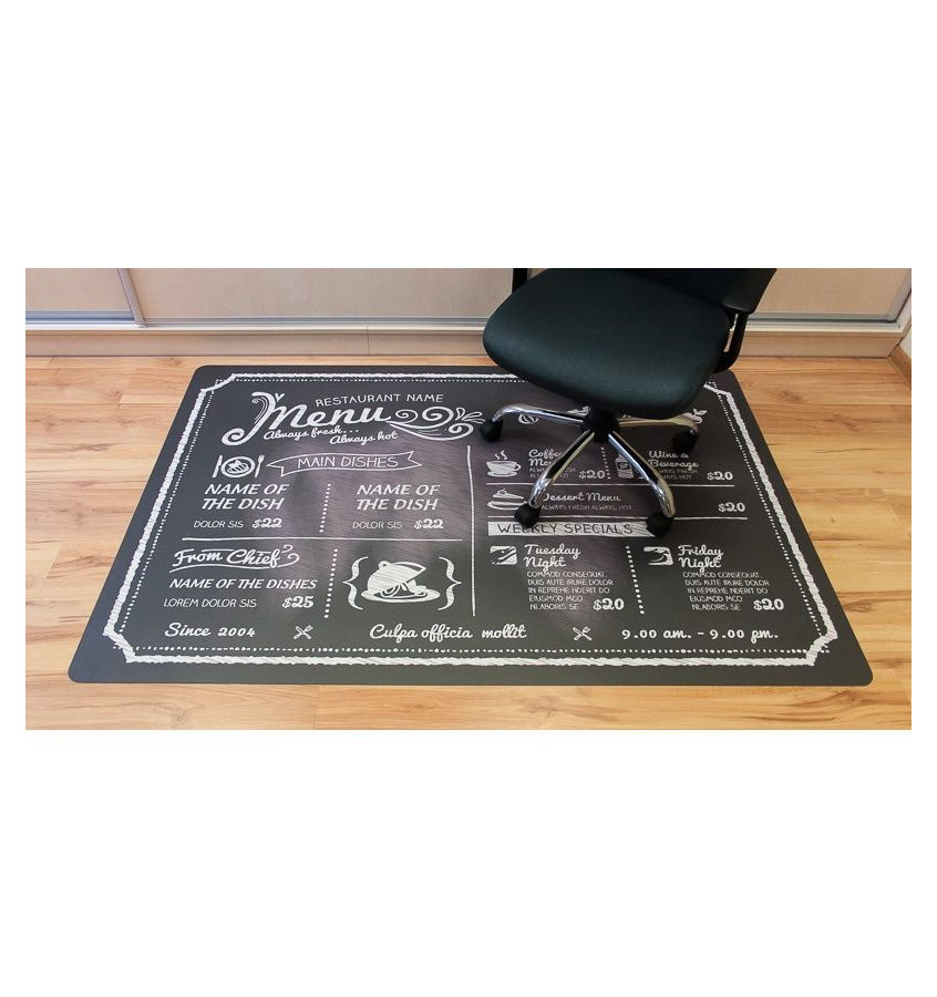 Elastyczna podkładka na podłogę pod krzesło 120x180cm gr. 22mm nadruk 015 - MENU