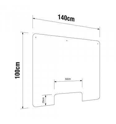 Wielka przezroczysta osłona ochronna nad biurko ladę 140x100 cm z wycięciem