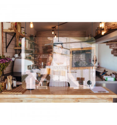 Przezroczysta osłona ochronna nad biurko ladę 70x100 cm z wycięciem