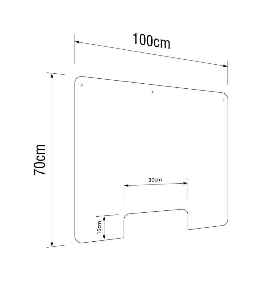 Przezroczysta osłona ochronna nad biurko ladę 70x100 cm z wycięciem