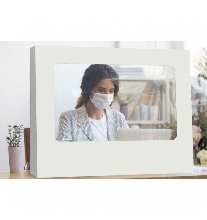 Stojąca osłona na biurko nauczyciela na ławkę ucznia 95x75cm z taśmą mocującą kolor biały