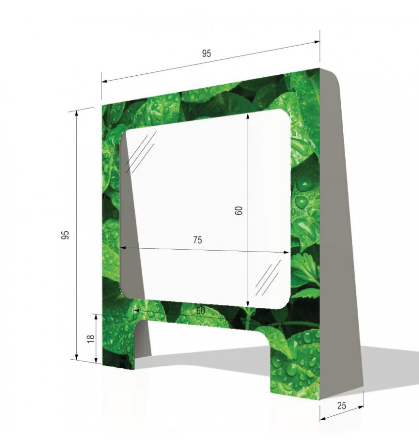 Stojąca osłona ochronna na ladę lub biurko 95x95cm przyklejana wzór LIŚCIE