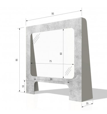Stojąca osłona ochronna na ladę lub biurko 95x95cm z taśmą mocującą wzór BETON