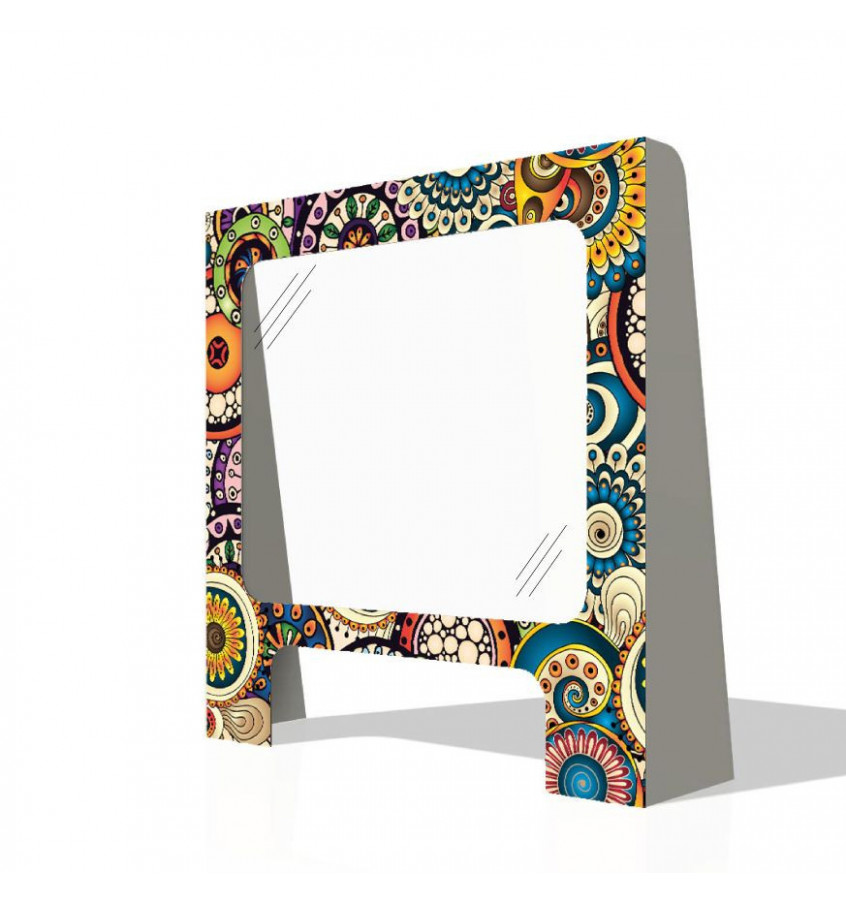 Stojąca osłona ochronna na ladę lub biurko 95x95cm z taśmą mocującą wzór KOLOROWE MANDALE