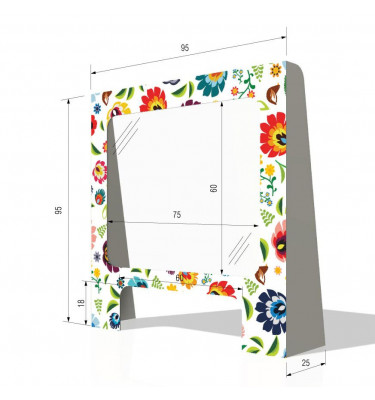 Stojąca osłona ochronna na ladę lub biurko 95x95cm z taśmą mocującą wzór FOLK