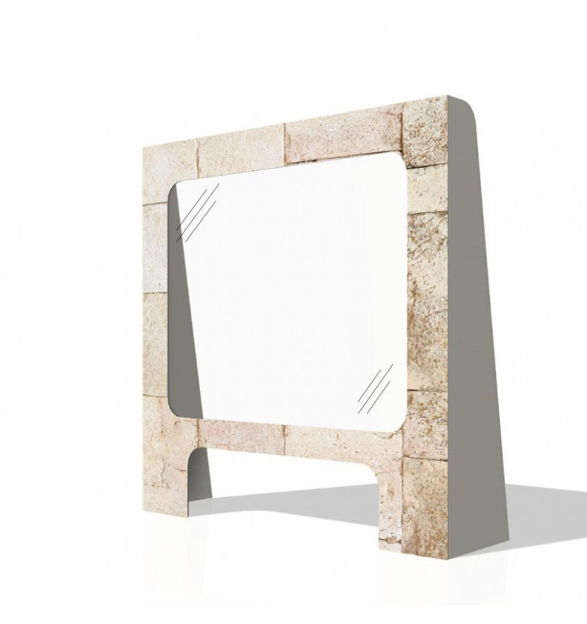 Stojąca osłona ochronna na ladę lub biurko 95x95cm z taśmą mocującą wzór KAMIENNA ŚCIANA