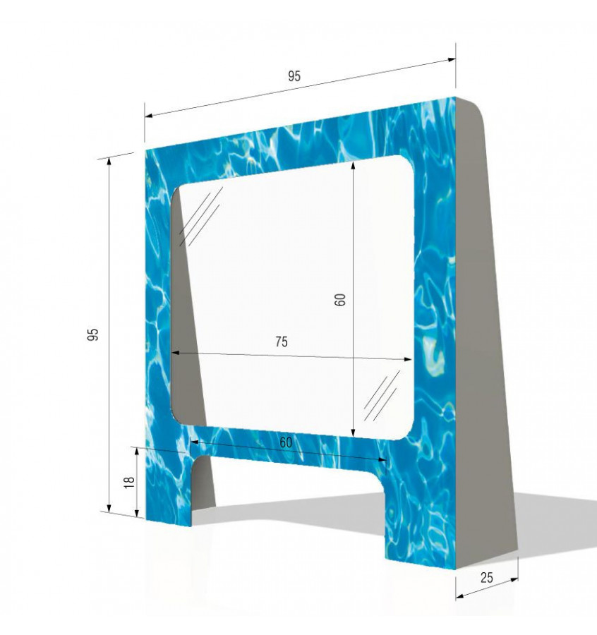 Stojąca osłona ochronna na ladę lub biurko 95x95cm przyklejana wzór WODA