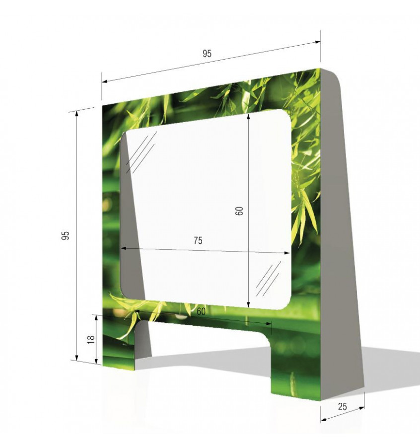 Stojąca osłona ochronna na ladę lub biurko 95x95cm z taśmą mocującą wzór BAMBUSY