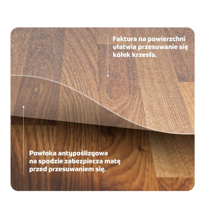 Bezbarwna antypoślizgowa mata ochronna pod krzesło 120x130cm