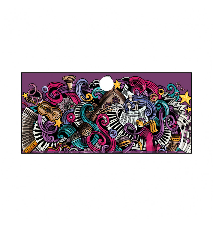 Podkładka na biurko MICKE z IKEA 105x50cm mata ochronna - MUZYCZNE GRAFFITI fiolet