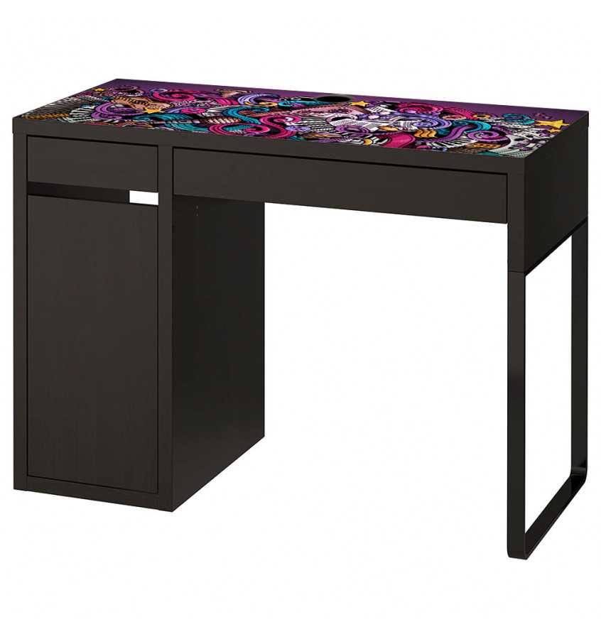 Podkładka na biurko MICKE z IKEA 105x50cm mata ochronna - MUZYCZNE GRAFFITI fiolet