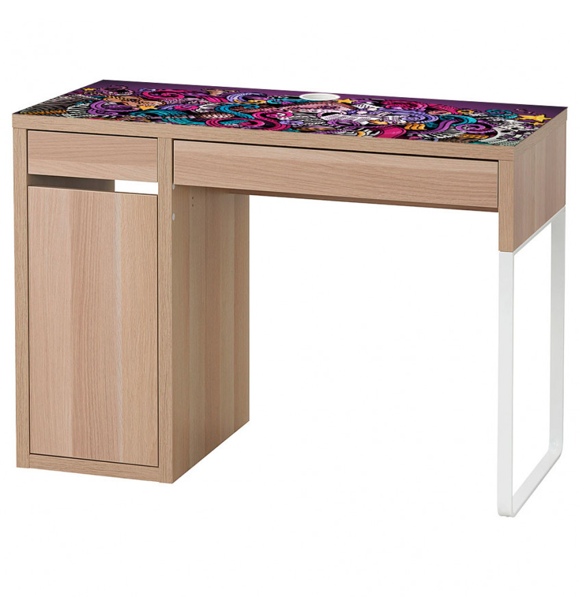 Podkładka na biurko MICKE z IKEA 105x50cm mata ochronna - MUZYCZNE GRAFFITI fiolet