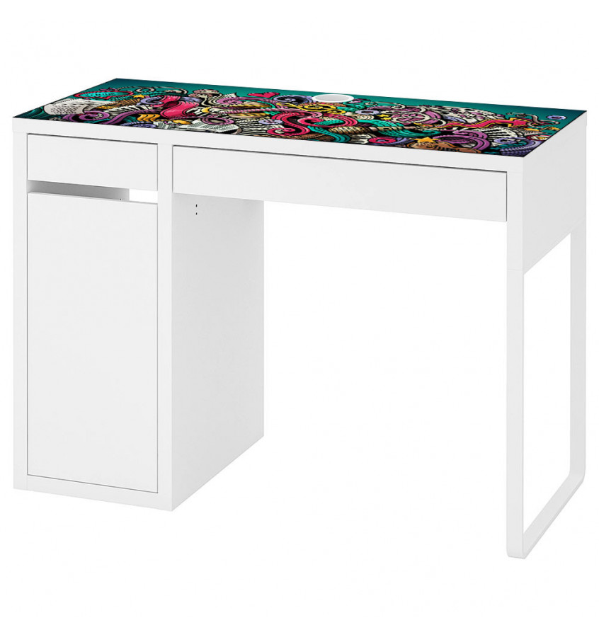 Podkładka na biurko MICKE z IKEA 105x50cm mata ochronna - MUZYCZNE GRAFFITI turkus