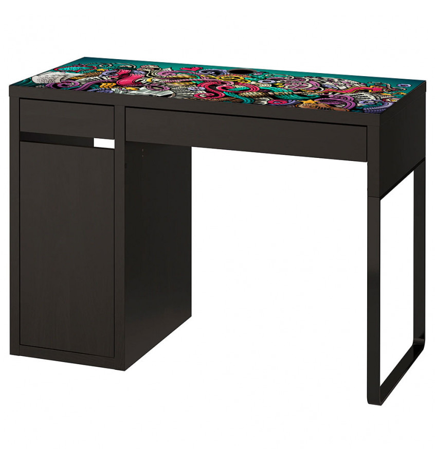 Podkładka na biurko MICKE z IKEA 105x50cm mata ochronna - MUZYCZNE GRAFFITI turkus