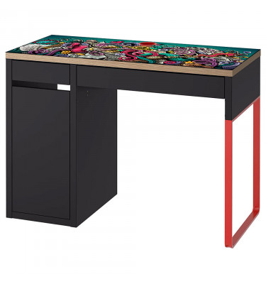 Podkładka na biurko MICKE z IKEA 105x50cm mata ochronna - MUZYCZNE GRAFFITI turkus