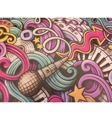 Podkładka na biurko MICKE z IKEA 105x50cm mata ochronna - MUZYCZNE GRAFFITI turkus