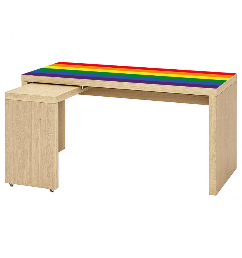 Mata na biurko MALM z IKEA 151x65cm antypoślizgowa - TĘCZOWA