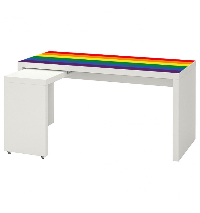 Mata na biurko MALM z IKEA 151x65cm antypoślizgowa - TĘCZOWA