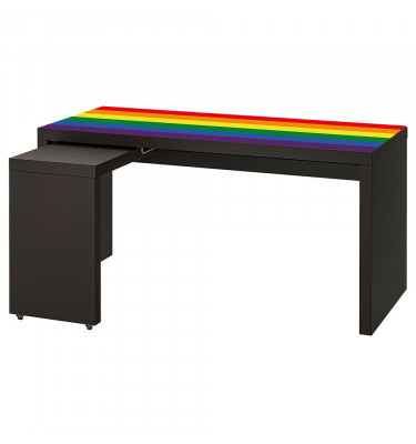 Mata na biurko MALM z IKEA 151x65cm antypoślizgowa - TĘCZOWA