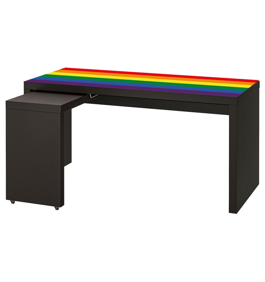 Mata na biurko MALM z IKEA 151x65cm antypoślizgowa - TĘCZOWA