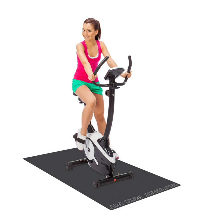 Mata sportowa pod sprzęt stacjonarny 95x180cm gr. 22mm - kolor GRAFITOWY z napisem