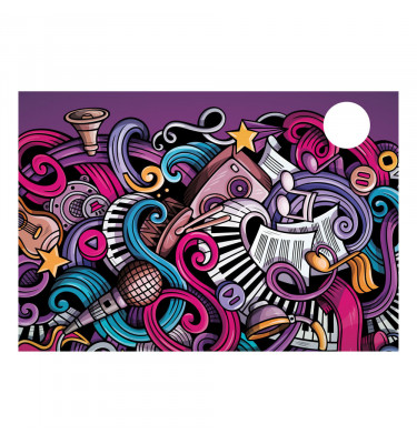 Podkładka 73x50cm na biurko MICKE z IKEA ochronna elastyczna mata - MUZYCZNE GRAFFITI fiolet